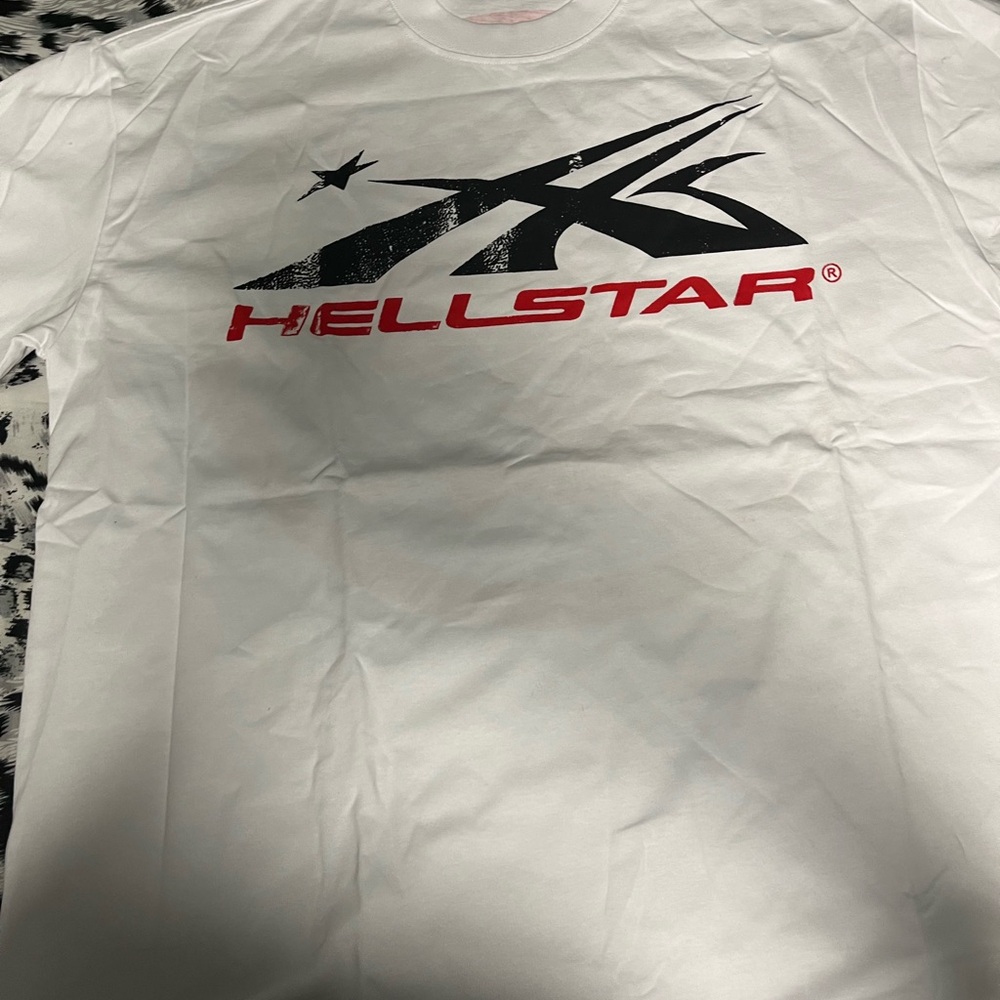 White Short Sleeve Tee with Hellstar Logo